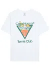 Casablanca Tennis Club Short Sleeve Cotton T Shirt In White