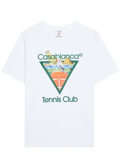 CASABLANCA CASABLANCA TENNIS CLUB PRINTED COTTON T-SHIRT