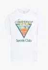 Casablanca Tennis Club Short Sleeve Cotton T Shirt In White