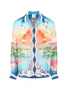 Casablanca Mens Tennis Club Cuban-collar Graphic-pattern Silk Shirt Xl In Multi