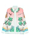 Casablanca Graphic Print Button-down Collar Chest Pocket Shirt In Rosa