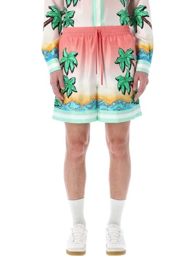 Casablanca Palms Tennis Club Twill Shorts In Pink