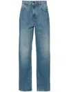 Casablanca Printed And Embroidered Denim Jeans In Blue