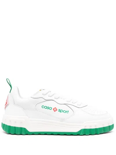 Casablanca Tennis Court Leather Sneakers In White