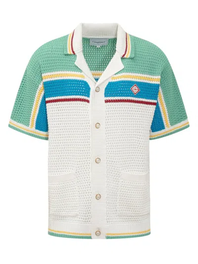 Casablanca Tennis Crochet Shirt In White