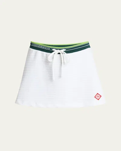 Casablanca Tennis Drawstring Logo-band Mini Skirt In White