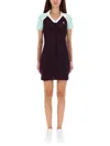 Casablanca Fitted Mini Dress In Ribbed Merino Wool With Contrast Collar In Black