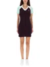 Casablanca Fitted Mini Dress In Ribbed Merino Wool With Contrast Collar In Black