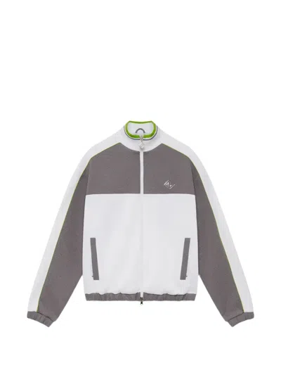 Casablanca Tennis Jacquard Panelled Zip Sweatshirt In Multi