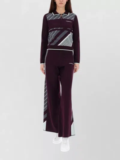 Casablanca Tennis Knit Pants Wide Leg Stripes In Burgundy