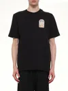 Casablanca Men Black Crewneck T-shirt With Logo Detail On The Front And Maxi Logo On The Rear In Cot In Black