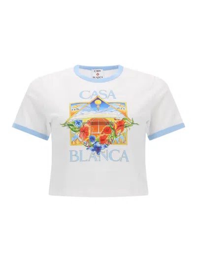 Casablanca Tennis Landscape Ringer T-shirt In Multi