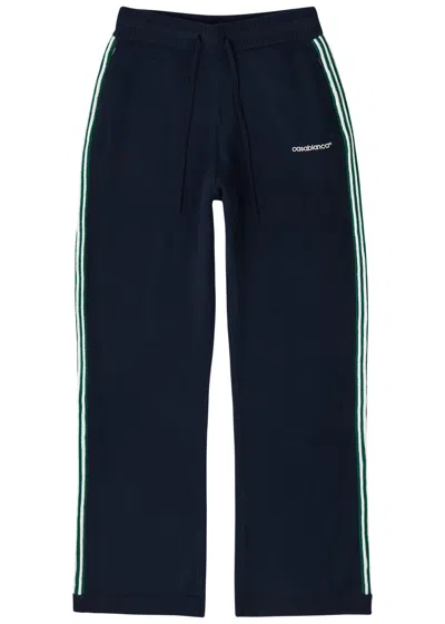 Casablanca Tennis Logo-embroidered Wool Track Pants In Navy