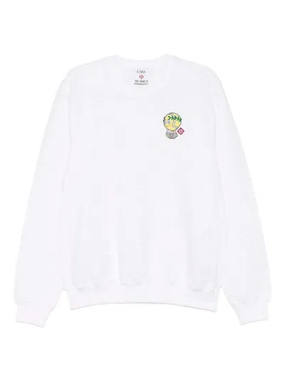 Casablanca Tennis Mascot Quilted Sweatshirt In Gray