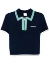 Casablanca Striped Collar Tennis Polo In Blue