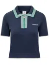 Casablanca Striped Collar Tennis Polo In Navy/green