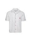 Casablanca Short Sleeved Shirt In Jacquard Cotton Blend Terry Cloth With White Monogram Men In White
