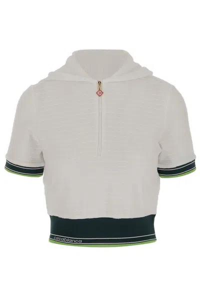 Casablanca Stretch Cotton Blend Hippie Tennis Top In White