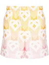 Casablanca Orange And Pink Bermuda Shorts With Logo All Over In Techno Fabric Man In Yellow