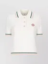 Casablanca Textured Cotton Polo Shirt With Contrast Collar In White