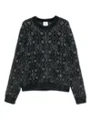 Casablanca Textured Gray Sweater With Fuzzy Pattern In Black
