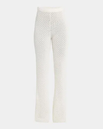 Casablanca Textured Knit Flare Summer Trousers In White