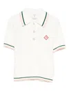 Casablanca Textured Cotton Polo Shirt With Contrast Collar In Neutral