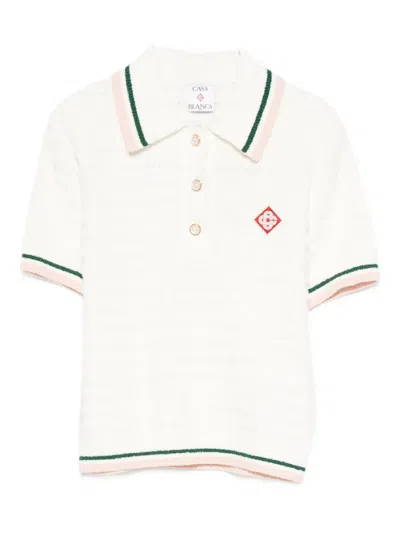 Casablanca Textured-knit Polo Dress In Neutral