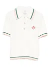 Casablanca Textured Cotton Polo Shirt With Contrast Collar In Multi