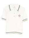 Casablanca Textured Cotton Polo Shirt With Contrast Collar In White