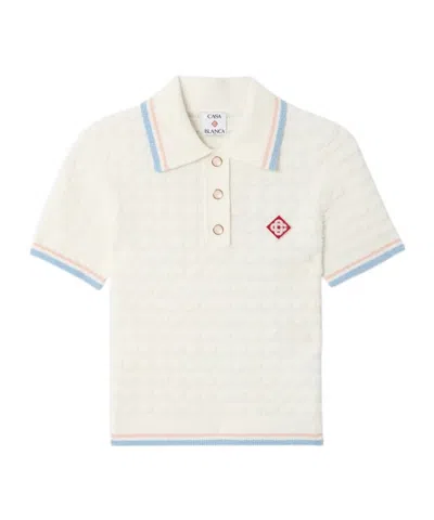 Casablanca Textured Logo Polo Top In White
