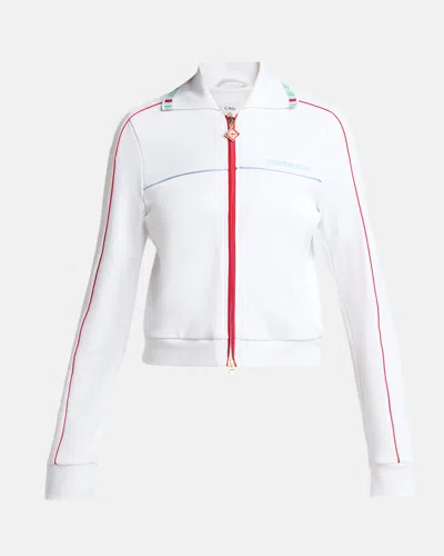 Casablanca Textured Pique Embroidered Track Jacket In White