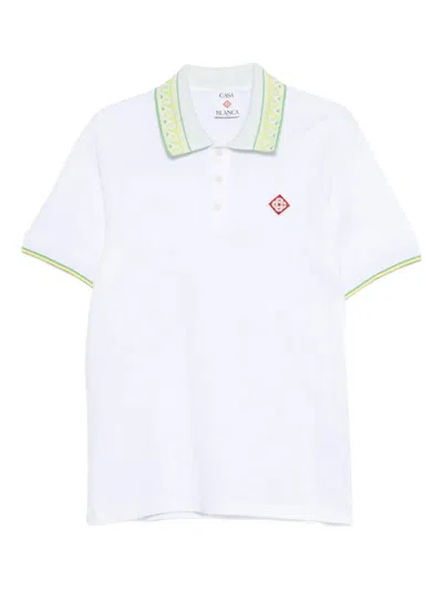 Casablanca Textured Pique Polo Shirt For Men In White