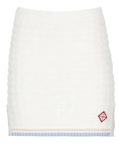 Casablanca Textured White Mini Skirt With Contrasting Hem Details