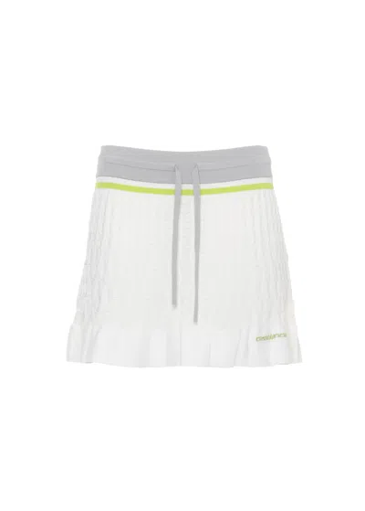 Casablanca Textured White Mini Skirt With Contrasting Waistband