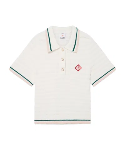 Casablanca Textured-knit Polo Dress In White