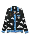 Casablanca Long-sleeved Cuban-collar Shirt In Black
