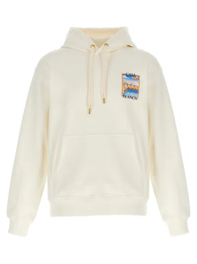Casablanca White Logo Embroidered Hoodie