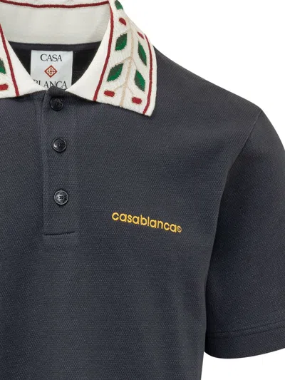 Casablanca Theurel Pique Polo - Mini Fit In Navy