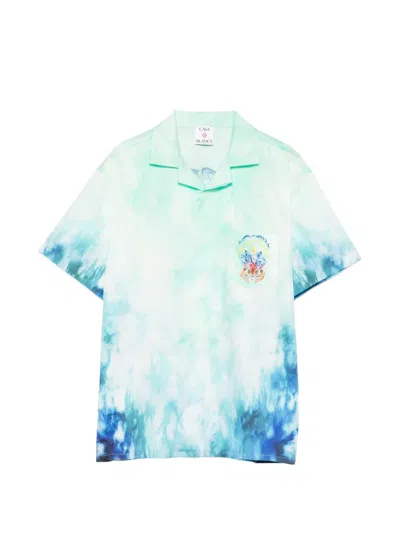 Casablanca Kids' Tie-dye Graphic-print Shirt In Blue