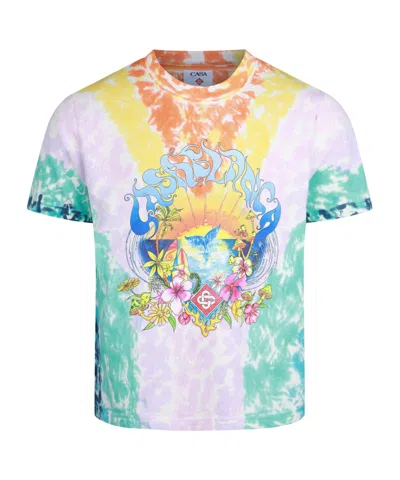 Casablanca Tiedye Landscapeprint Shortsleeve Tee In Tie-dyed