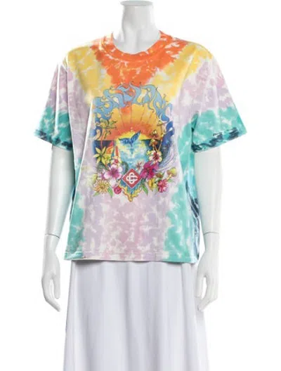 Pre-owned Casablanca Tie-dye Print Crew Neck T-shirt W/ Tags In Pink