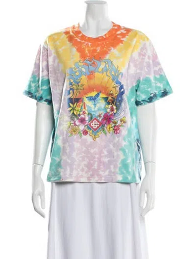 Pre-owned Casablanca Tie-dye Print Crew Neck T-shirt W/ Tags In Pink