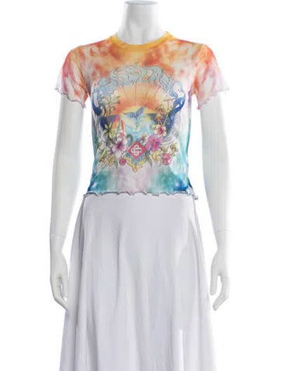 Pre-owned Casablanca Tie-dye Print Crew Neck T-shirt W/ Tags In Pink