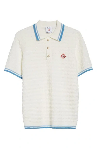 CASABLANCA CASABLANCA TIPPED COTTON BLEND BOUCLÉ POLO SWEATER