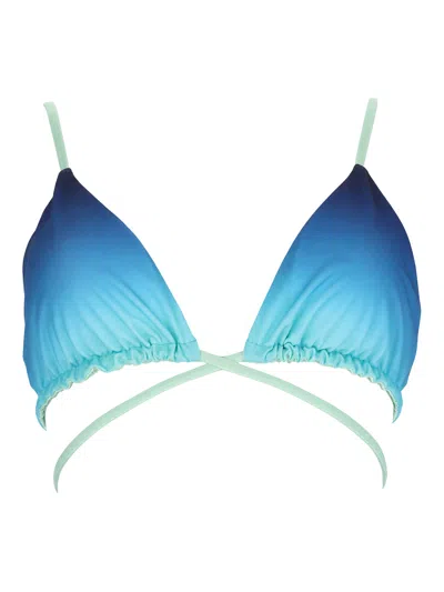 Casablanca Top Bikini Con Stampa Gradient E Perline In Blue