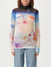 Casablanca Artistic Sleeve Print With Sheer High Neck In Multi
