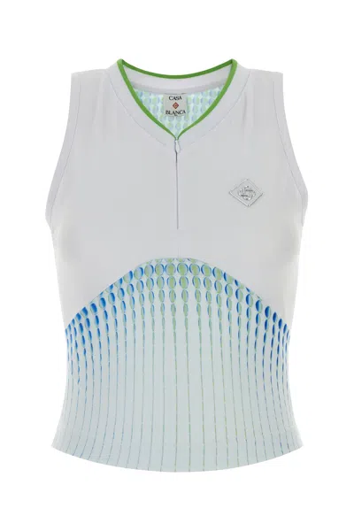 Casablanca Women Multicolor Stretch Jersey Top In White