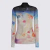 Casablanca Artistic Sleeve Print With Sheer High Neck In Multi