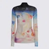 Casablanca Artistic Sleeve Print With Sheer High Neck In Multi